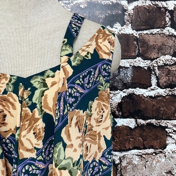 Umgee Dress Floral Cold Shoulder Green Brown Tan Size Small - Picture 6 of 15